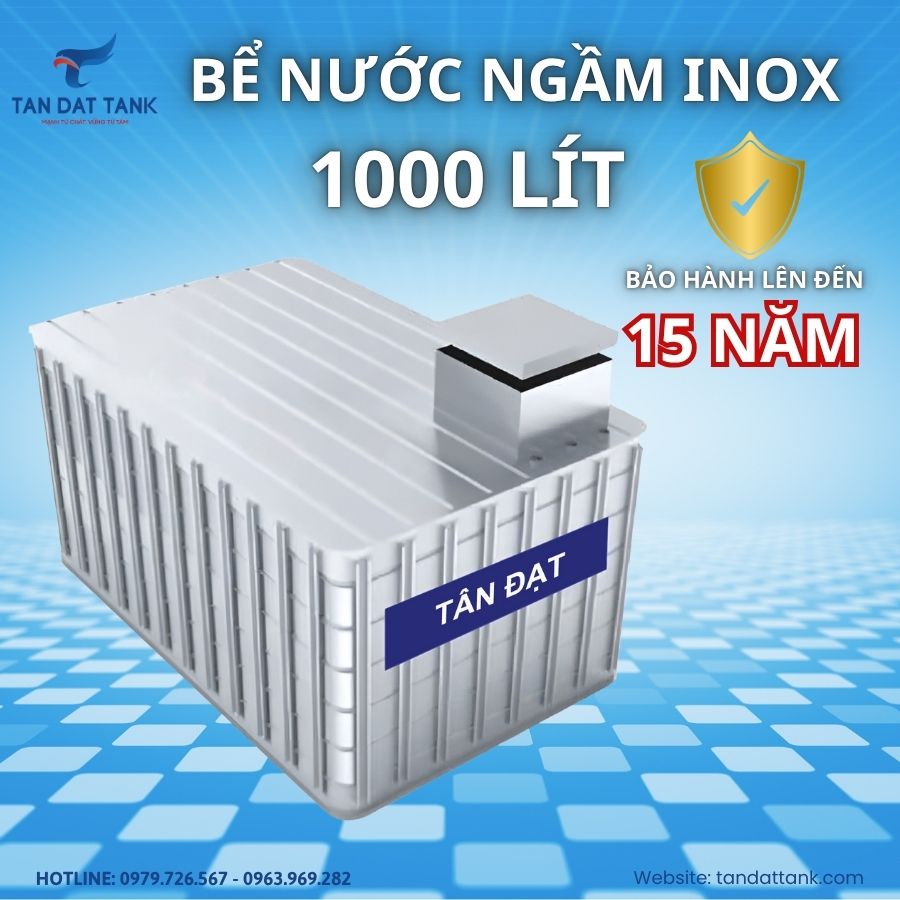 Bể Ngầm Inox Tại Hà Nội: Giải Pháp Trữ Nước Bền Đẹp 50 Năm 3 be nuoc inox tan dat 1000l