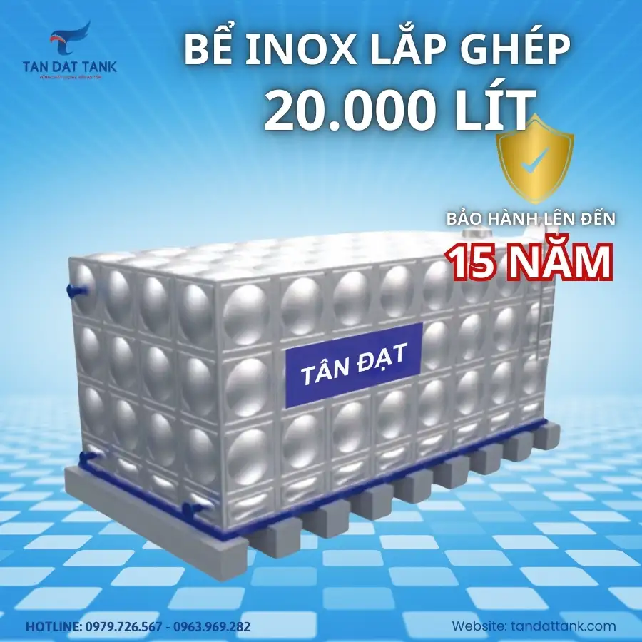 Trang chủ 70 Bể inox lắp ghép 20 000L Tân Đạt Tank